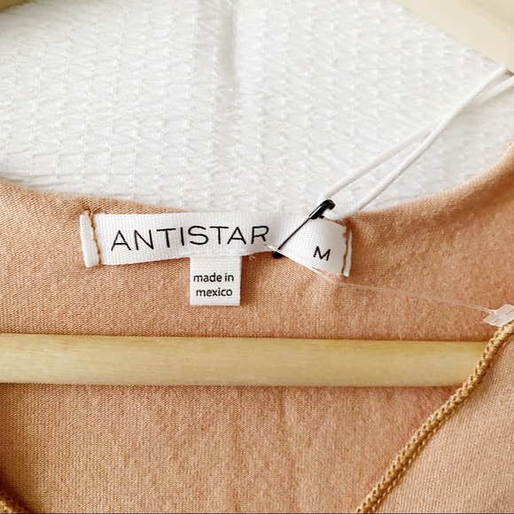 NWT Taupe Lettuce Hemline Ruched Drawstring Cropped Tee - Picture 3 of 9